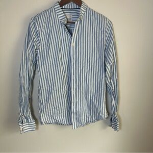 ARMEDANGELS Men's Blue White Stripe Button Down Shirt Size S Eco Fair Casual